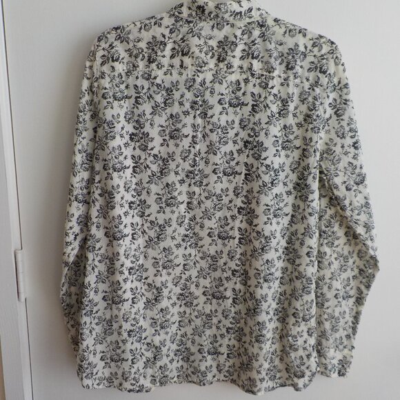 Ralph Lauren Blouse - Cotton -  Long Sleeve - Black White  Large- Vintage  (544) - Picture 5 of 5